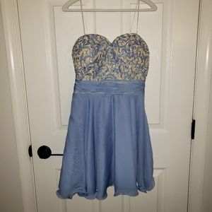 Strapless periwinkle Sherri Hill Homecoming Dress. Size M